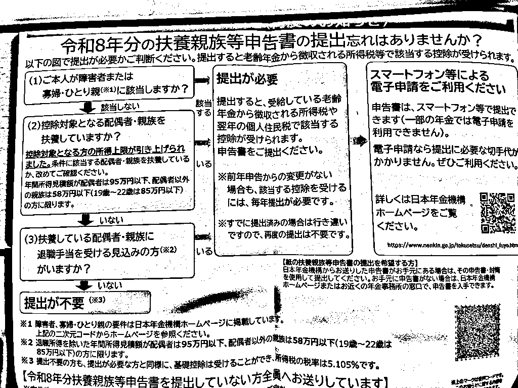 白黒2値にした書類。影の側の文字も読める